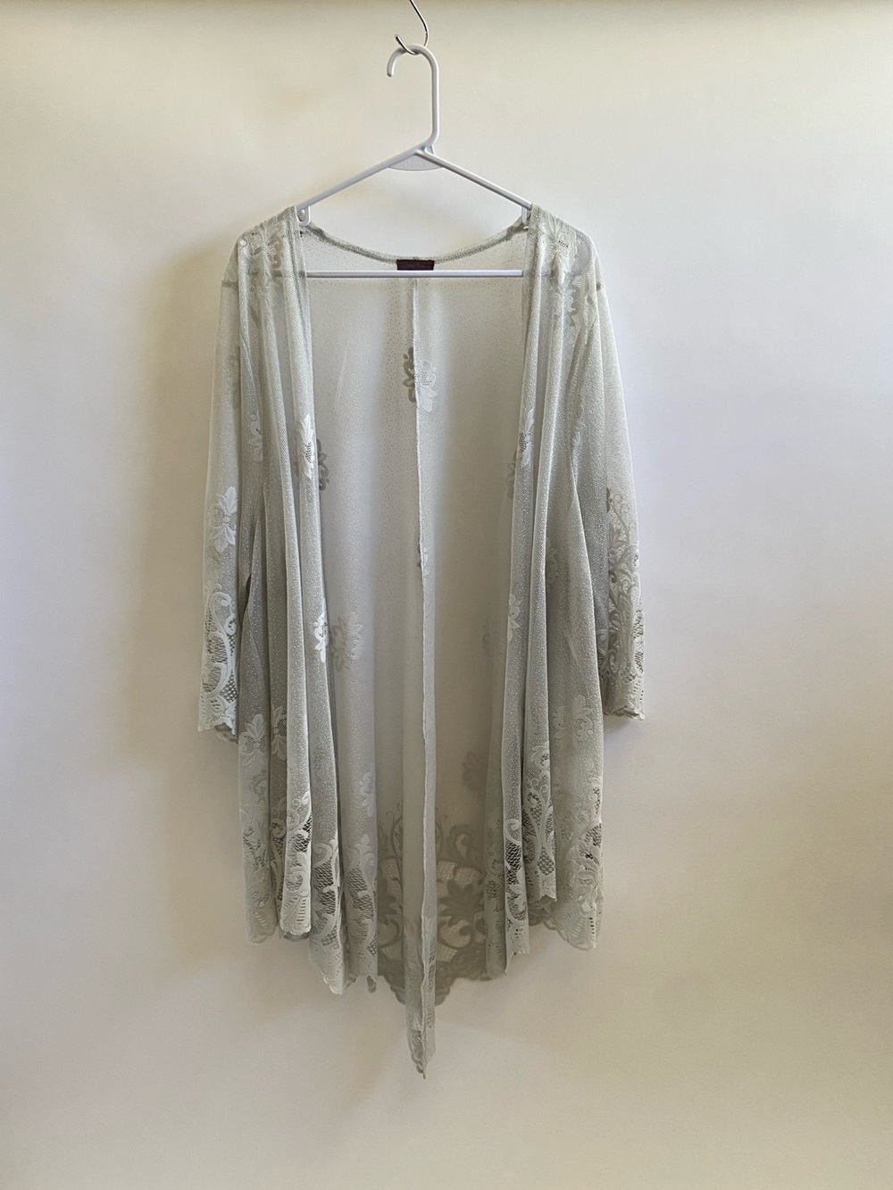 Light Gray Lace Kimono Robe